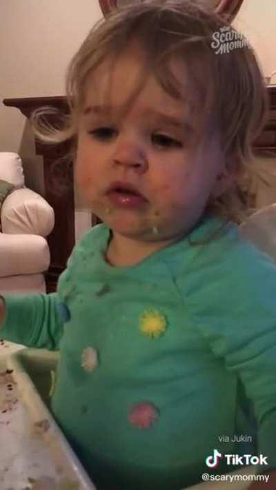 Little girl tries wasabi