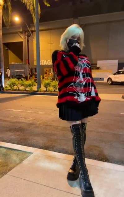 Black Skirt and Boots