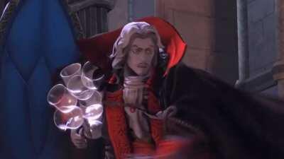 Dracula throwing a glass at Richter for all eternity