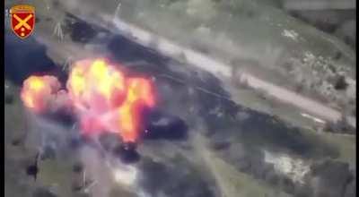 43rd artillery brigade presents their work on the occupiers. Drone footage.