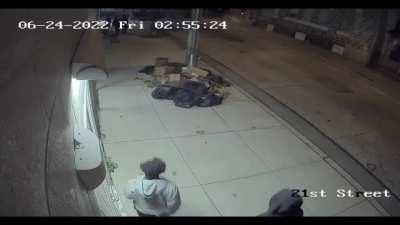 A group of teenagers beat an elderly man to death with a traffic cone while laughing.