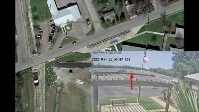 Animation of Salvador Ramos, Robb Elementary School Shooter crashing his truck and going into Classrooms 112 and 111