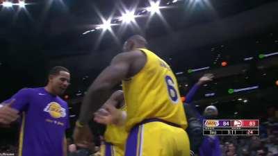 [Highlight] Lebron James gives maximum effort on his date of birth as he hustles on the fast break and gets the bucket to score plus the foul