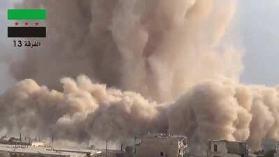 13th Division (FSA) engineering team detonates a large tunnel bomb underneath a Syrian checkpoint - Ma'arrat al-Nu'man - 2014