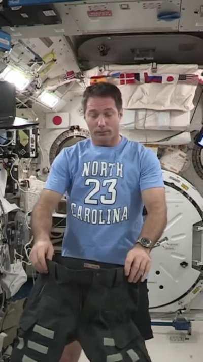 Putting pants on while in space is a breeze
