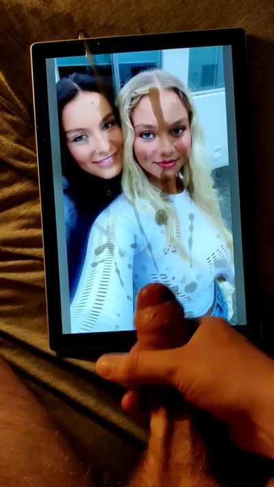 Blowing a couple cuties in cum