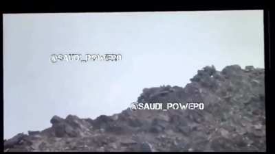 Saudi sniper targets Houthi sniper in his position on the Yemeni/Saudi border 2017