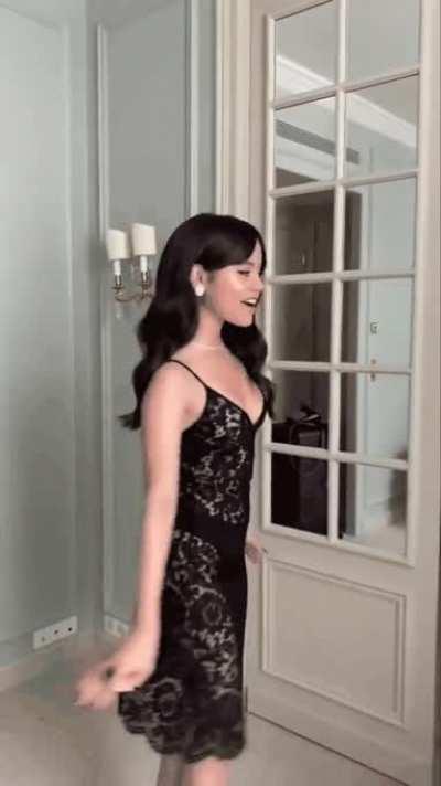 Jenna Ortega showing off her see through outfit