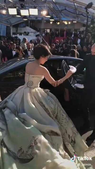 Big dress in a small car