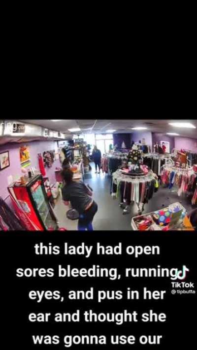 to poop in a stores trash can