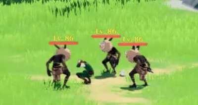 I made a GIF of Hilichurls bullying Reckless Pallad