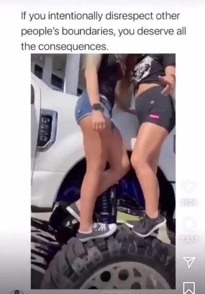 When you think you can just get on someone else’s truck tires >:[