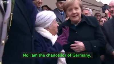 100 year old lady is starstruck by Macron