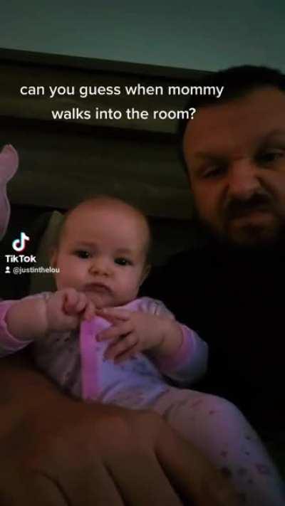 My daughter's smile when my fiance walked into the room