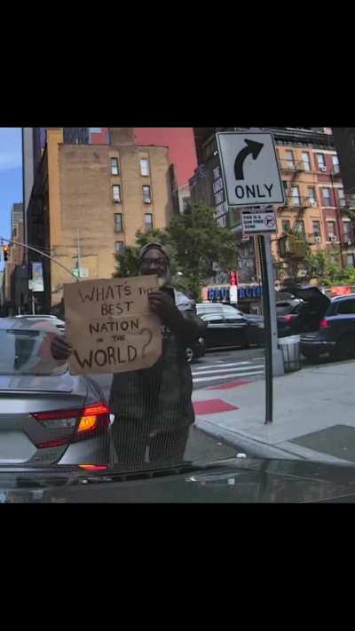 Man finds an inventive way to ask for help.