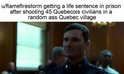 u/flamefirestorm on his way to post his 67th meme of the week on how he loves qu*becers. He really loves French people