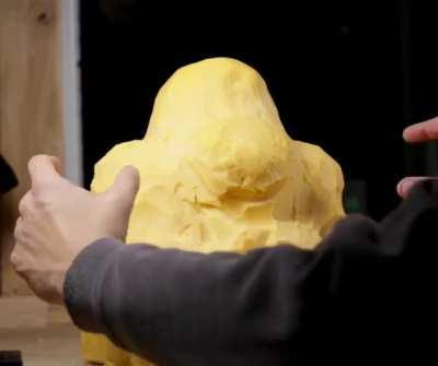 Wallace sculpted from a 40lb block of sharp cheddar