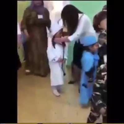 War psycho in Azerbaijan still continues. In one of the kindergartens little children were dressed as wounded veterans (Qazi)