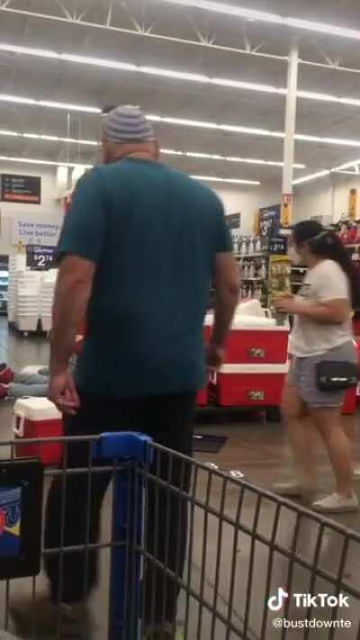 Knocking over a bunch of coolers at Walmart for clout