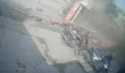 Luckily no gas cylinder was burst.