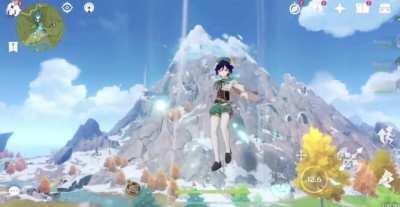 Rare footage of Venti reshaping the landscape with his anemo powers