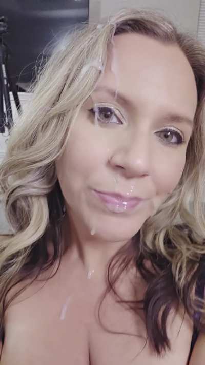 Cum covered MILF and loving every drop