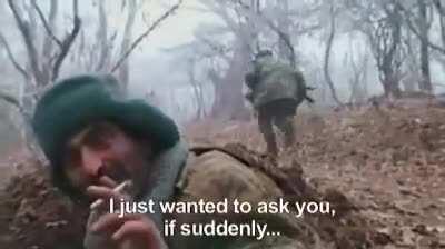 Aging Armenian fighter records a message to his son during the Nagorno-Karabakh war