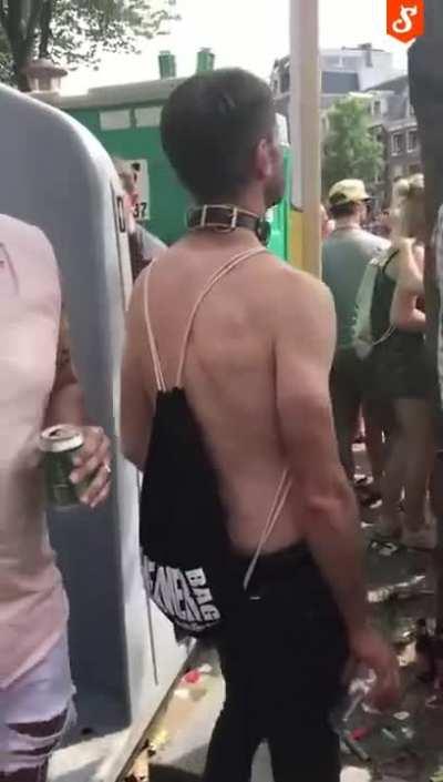 Man Drinking Cups of Fresh Piss From Public Urinals