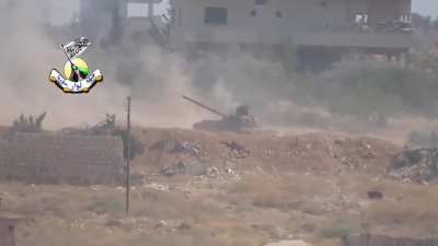 Syrian Revolutionaries Front (SRF) SPG-9 hit on a SAA tank, causing cook-off/destruction in Wadi al-Deif. Crew seen bailing out.