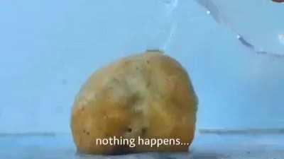 Pour water on a rock