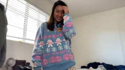 Babe leading him into bed while holding his cock