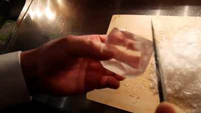 Amazing ice shaving of Japanese bartender