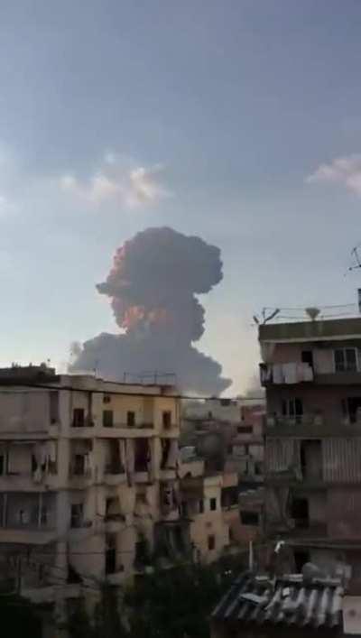Massive explosion in Beirut Lebanon.