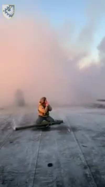 Kindergarten teacher Nataliya Grabarchuk shoots down a Russian cruise missile using an 