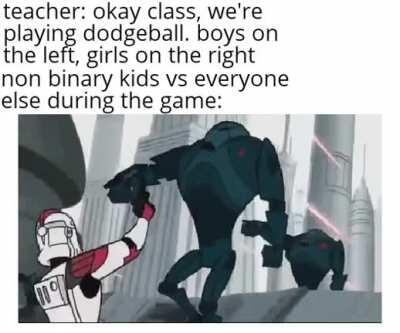 Then the gym teacher comes