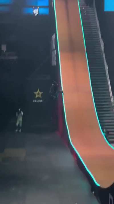 Going down a ramp for a stunt.