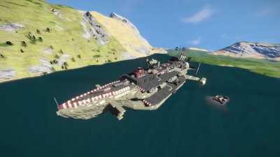 New airship design. Finishing resupplying mission and taking off