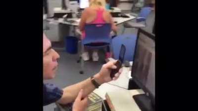 Dude gets caught looking at porn in the library taking pics on a flip phone for his spank bank