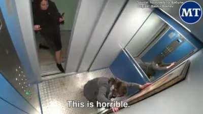 Russian prankster hangs a picture of Putin in the elevator and films the reactions of the residents.