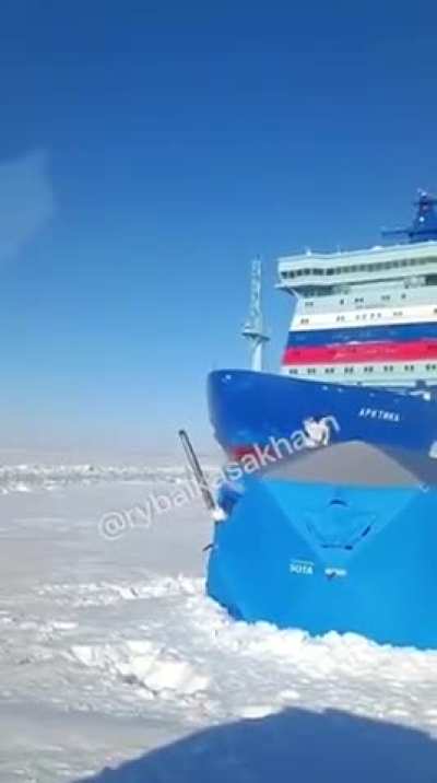 Happy freak for arctic researchers when one of the largest nuclear icebreakers on Earth passes extremely close..
