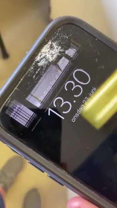 My friend walked into a table while he was carrying onions, and his new phone got destroyed.