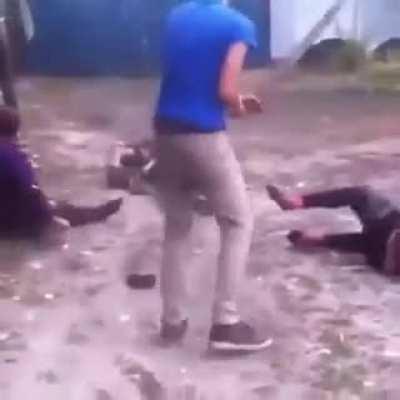 I'm surprised the cameraman didn't get hit too.