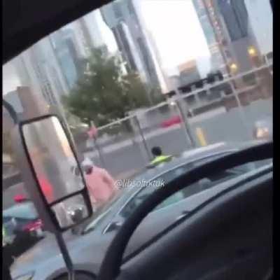 Driver starts fist-fight with three NYPD officers, wins, then casually drives away.