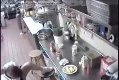 Customer gets special sauce on hotdog