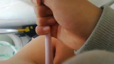 Navel poke with toothbrush