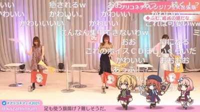 Konomi Kohara directing a flag-raising game using her cute voice