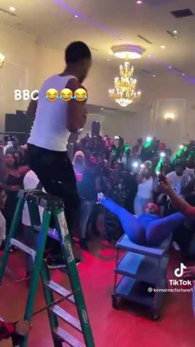 to jump on the woman