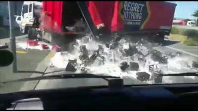 Idiot in truck trying to reverse truck