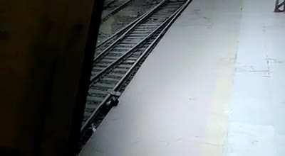 ticket checker getting electrified at kharagpur station, India