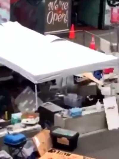 Man destroys Chaz/Chop Barricades